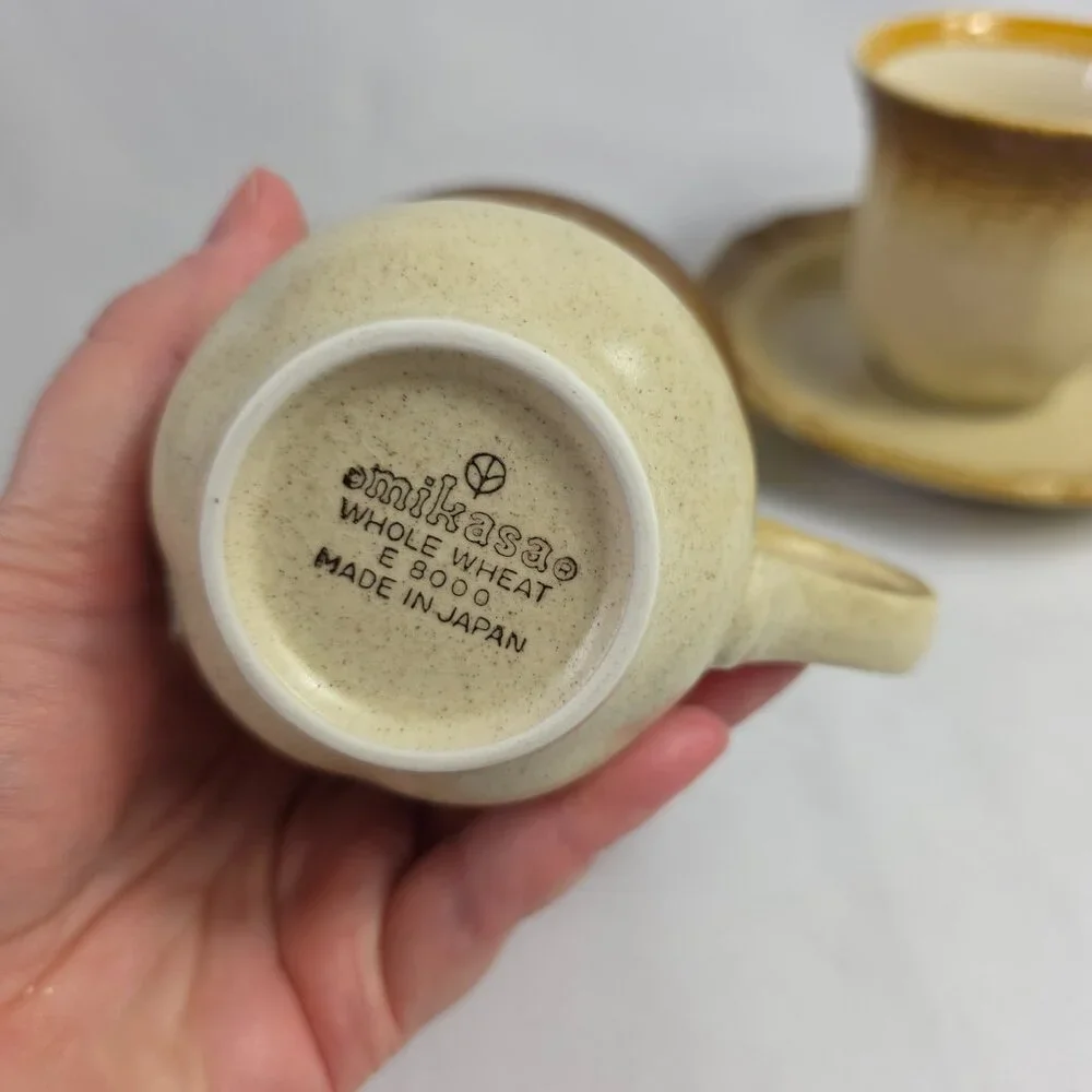 TWO Mikasa Whole Wheat Cup & Saucer Sets Beige & Brown E8000